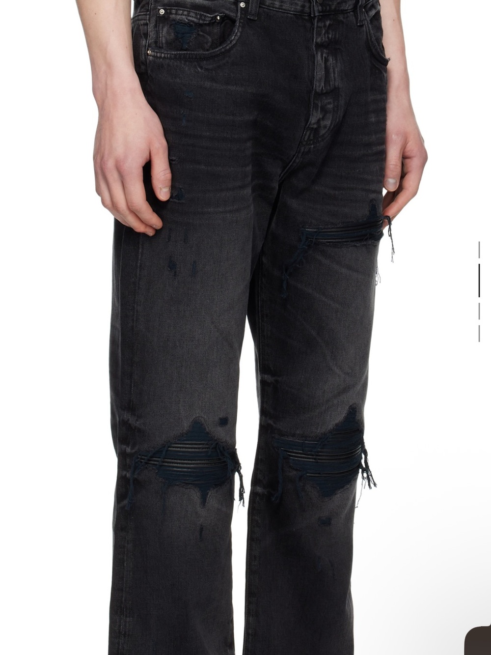 AMIRI Washed Black Distressed Slim Jeans